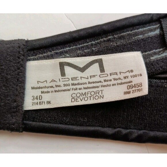 Maidenform Comfort Devotion Strapless Bra Sz 34D Black Underwired Padded 09458 - Picture 4 of 6